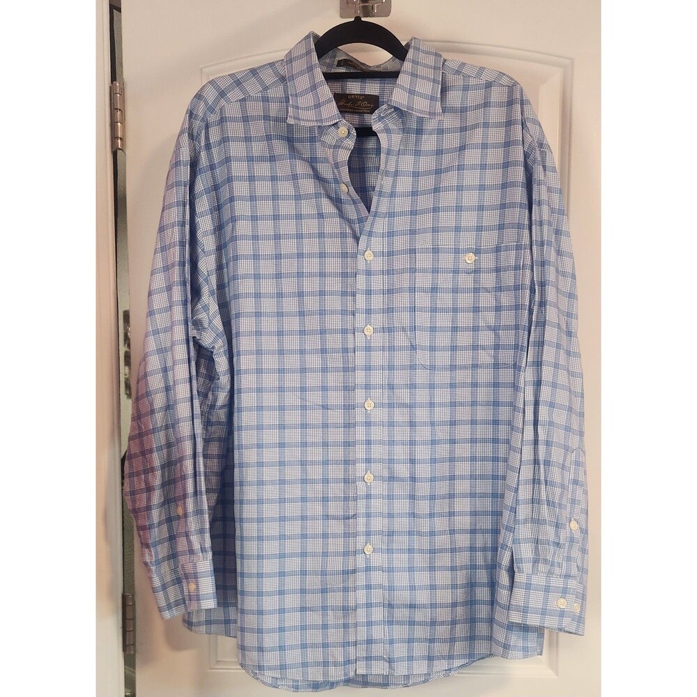 Orvis Signature Collection Dress Shirt Checkered Long Sleeve Button Up Mens XL